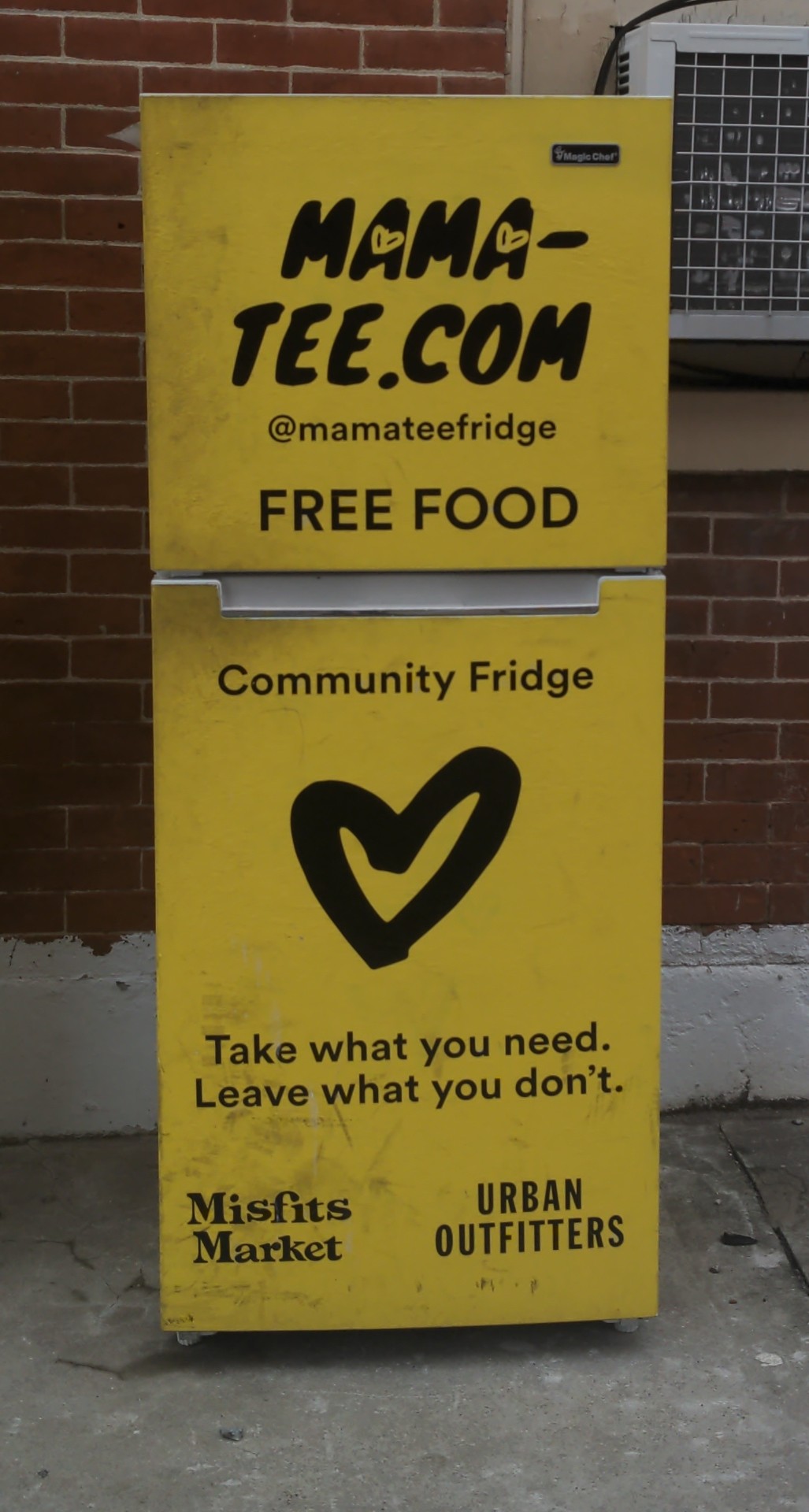 A Mama-Tee community refrigerator photographed in Philadelphia in March 2022